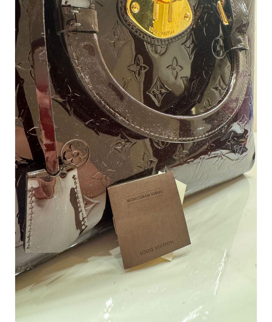 LOUIS VUITTON Коричневая сумка с короткими ручками из лакированной кожи, фото 5