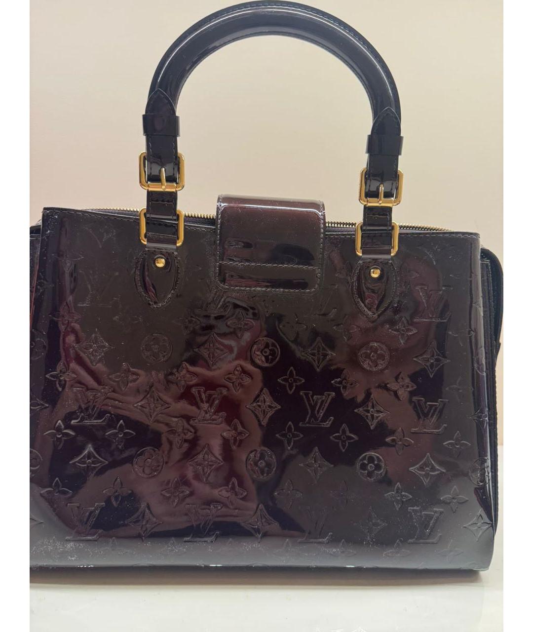 LOUIS VUITTON Коричневая сумка с короткими ручками из лакированной кожи, фото 3