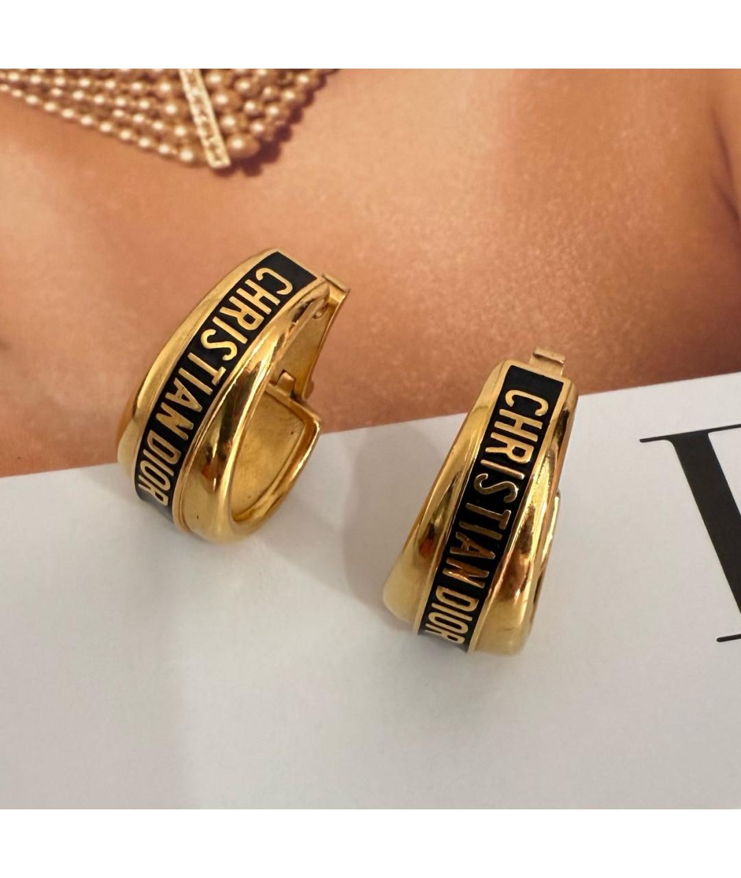 CHRISTIAN DIOR Золотые металлические серьги, фото 3