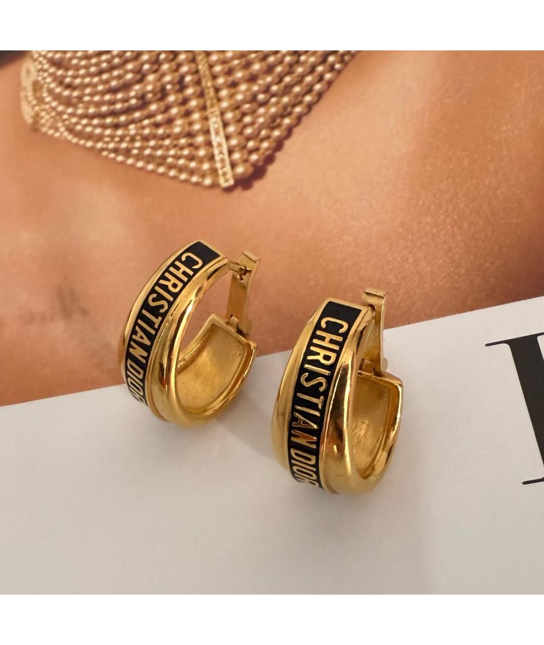 CHRISTIAN DIOR Золотые металлические серьги, фото 4