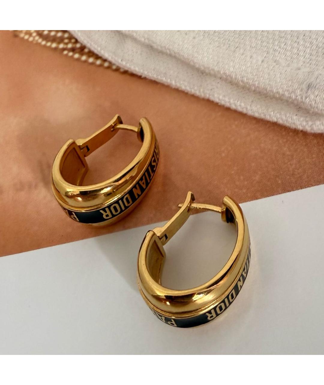 CHRISTIAN DIOR Золотые металлические серьги, фото 2