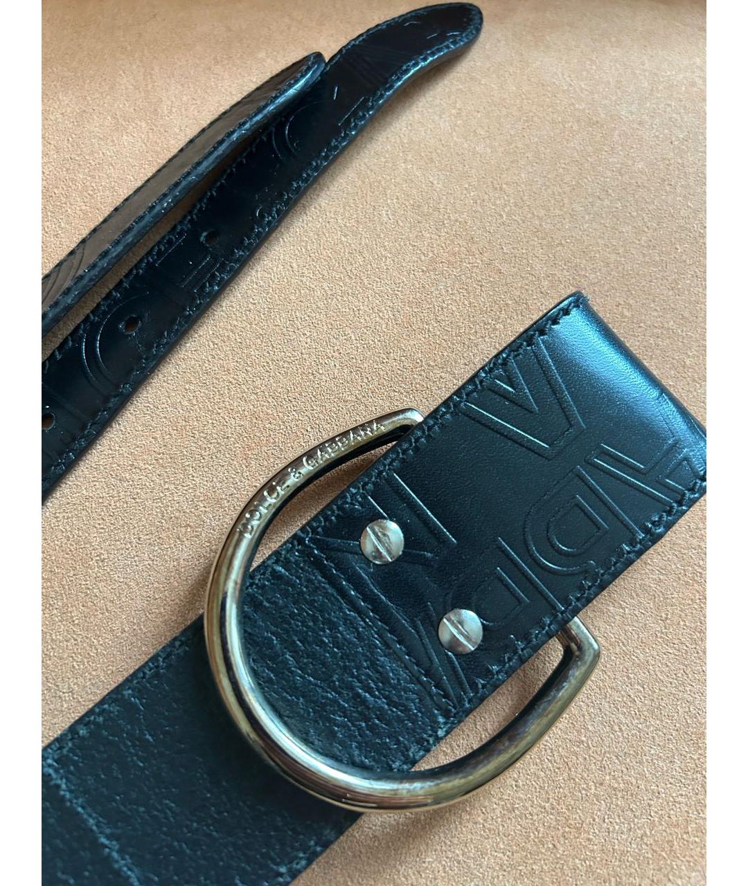 DOLCE&GABBANA Черный кожаный ремень, фото 2