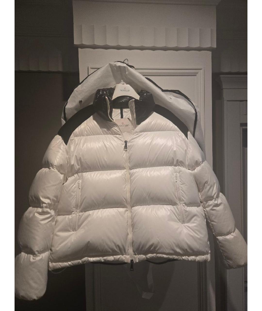 MONCLER Белая полиэстеровая куртка, фото 4