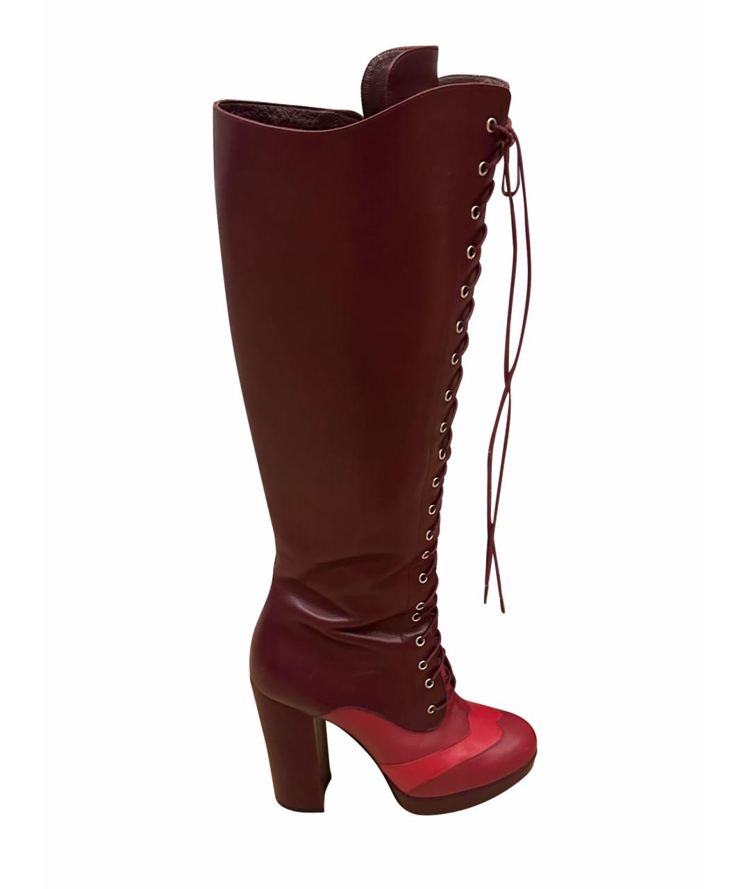 BALLY Бордовые кожаные сапоги, фото 1