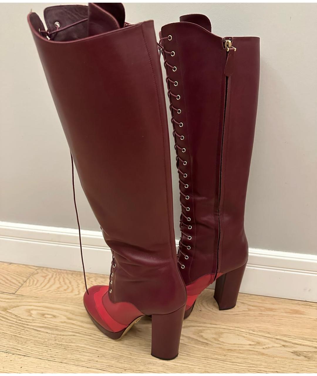 BALLY Бордовые кожаные сапоги, фото 4
