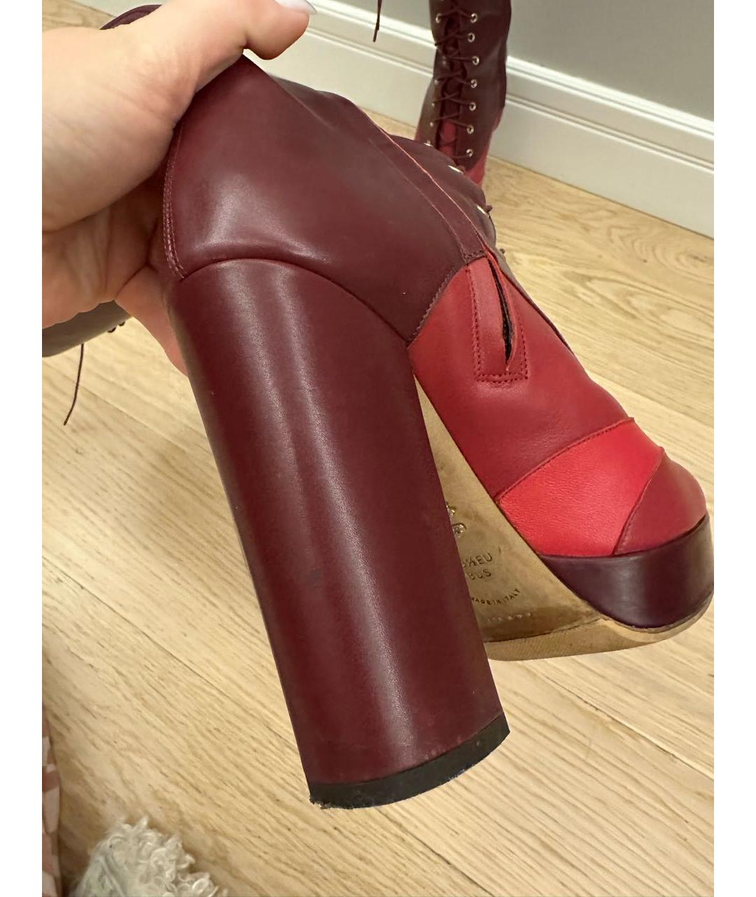 BALLY Бордовые кожаные сапоги, фото 6