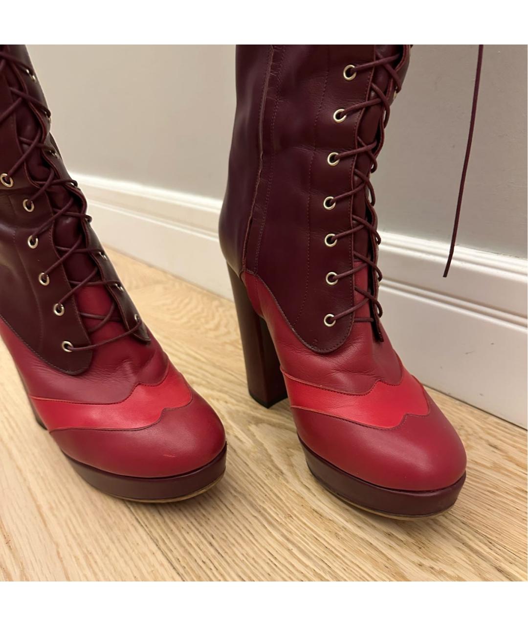 BALLY Бордовые кожаные сапоги, фото 3