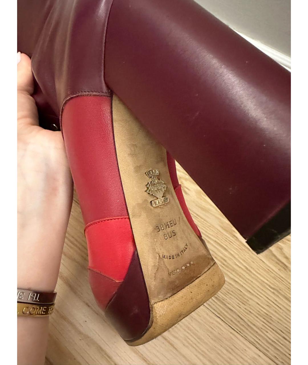BALLY Бордовые кожаные сапоги, фото 5
