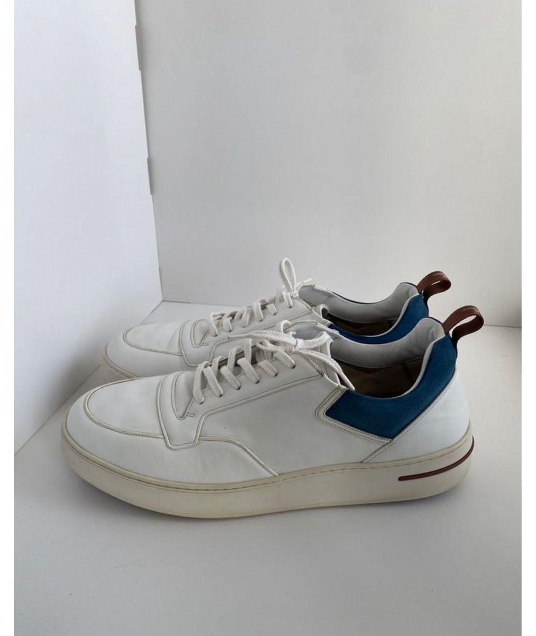 LORO PIANA Белые кожаные низкие кроссовки / кеды, фото 5