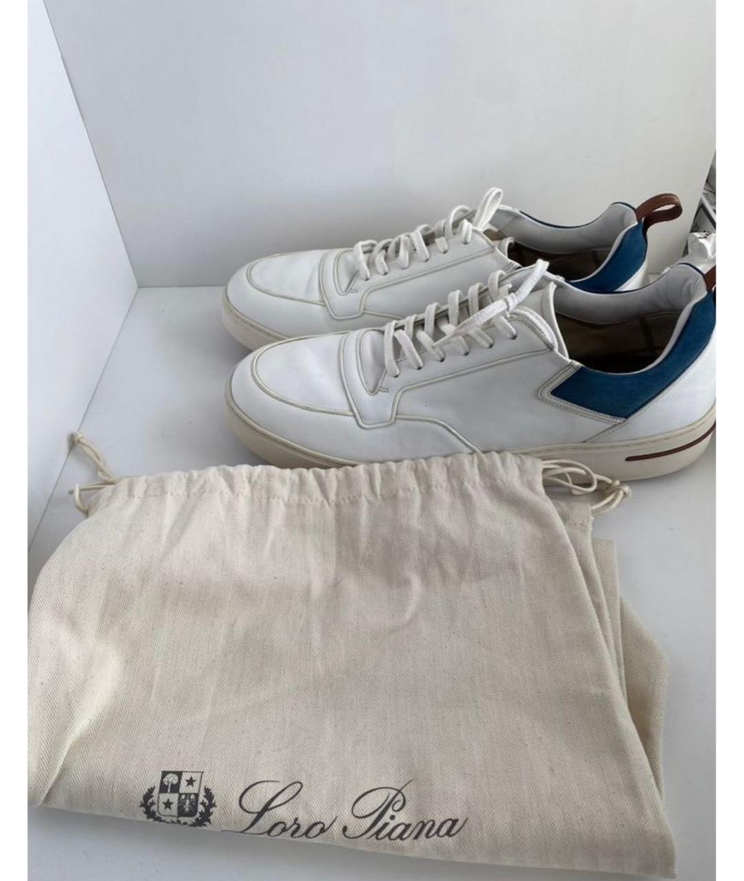 LORO PIANA Белые кожаные низкие кроссовки / кеды, фото 7