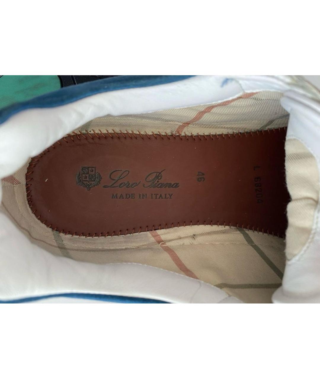 LORO PIANA Белые кожаные низкие кроссовки / кеды, фото 8