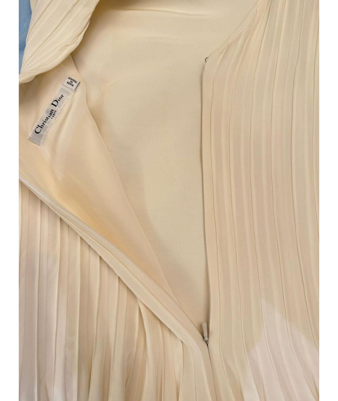 CHRISTIAN DIOR Белое шелковое коктейльное платье, фото 3