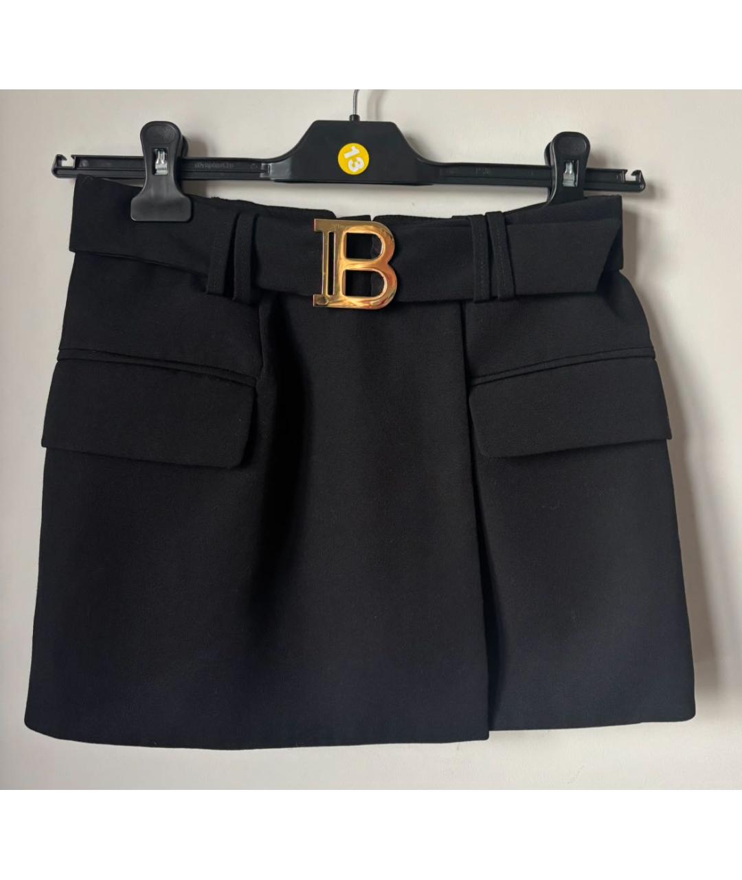 BALMAIN Черная шерстяная юбка мини, фото 2