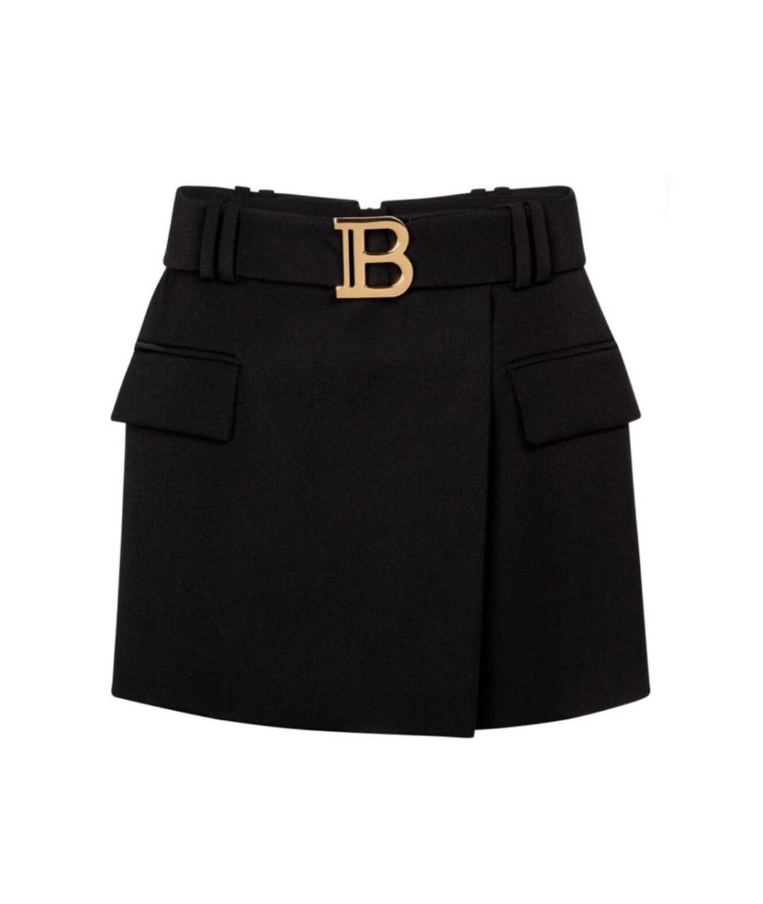 BALMAIN Черная шерстяная юбка мини, фото 1