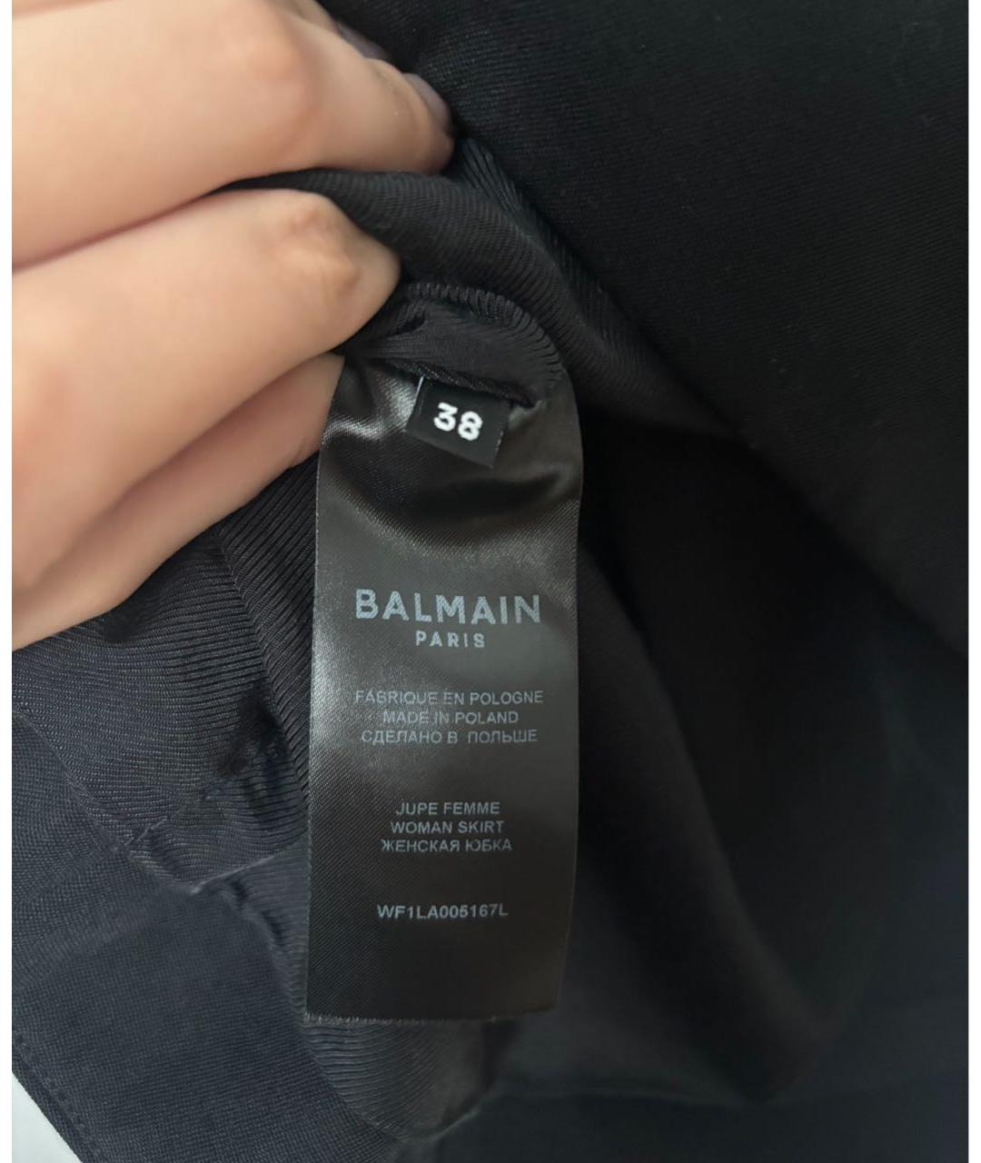 BALMAIN Черная шерстяная юбка мини, фото 6