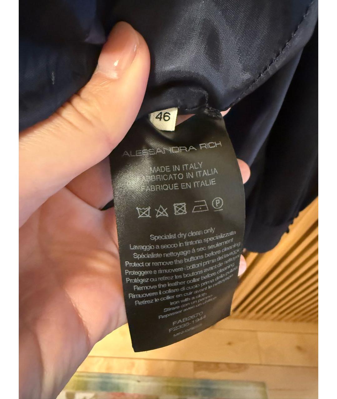 ALESSANDRA RICH Темно-синее шерстяное платье, фото 6