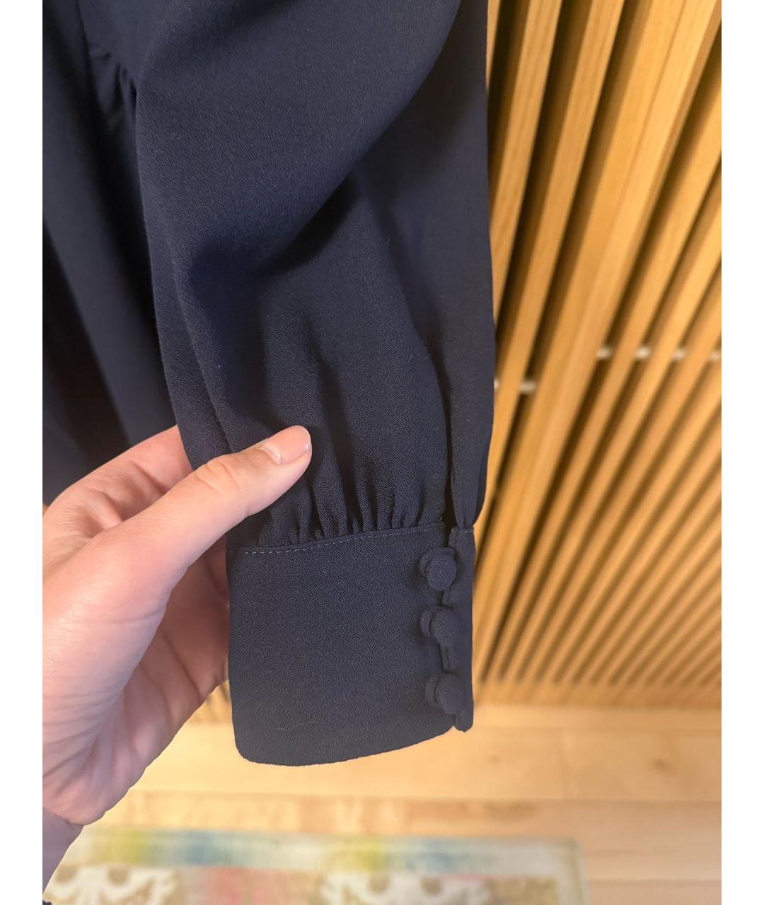 ALESSANDRA RICH Темно-синее шерстяное платье, фото 5