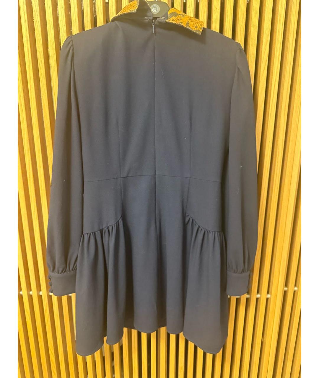 ALESSANDRA RICH Темно-синее шерстяное платье, фото 4