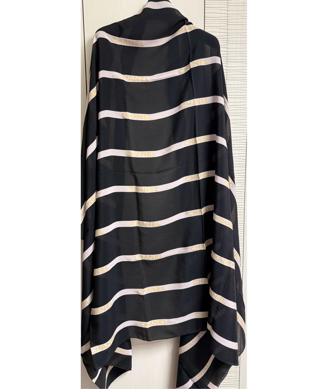 CHANEL Черный шелковый шарф, фото 5