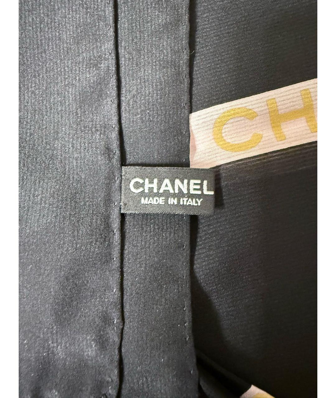CHANEL Черный шелковый шарф, фото 6