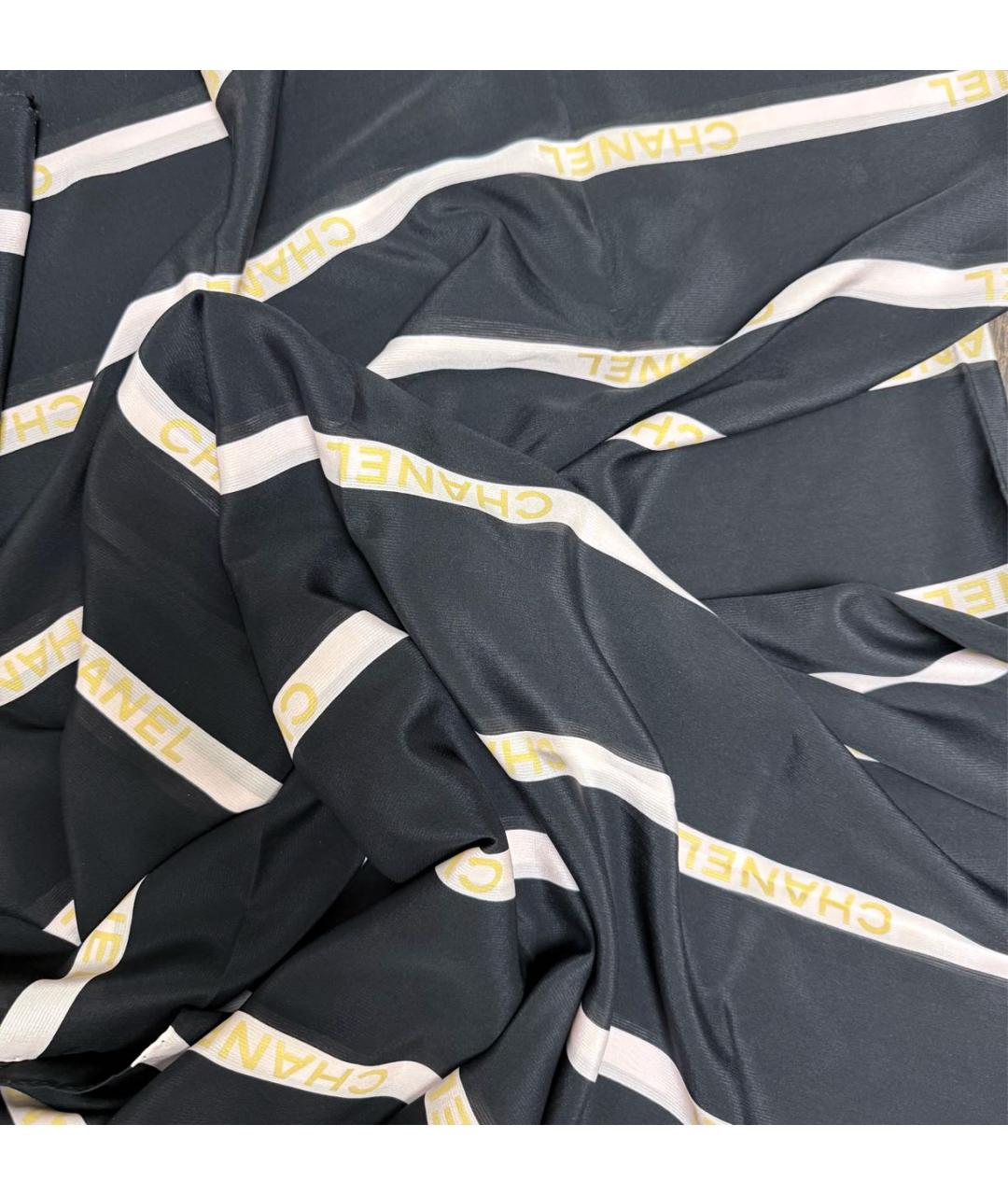 CHANEL Черный шелковый шарф, фото 7