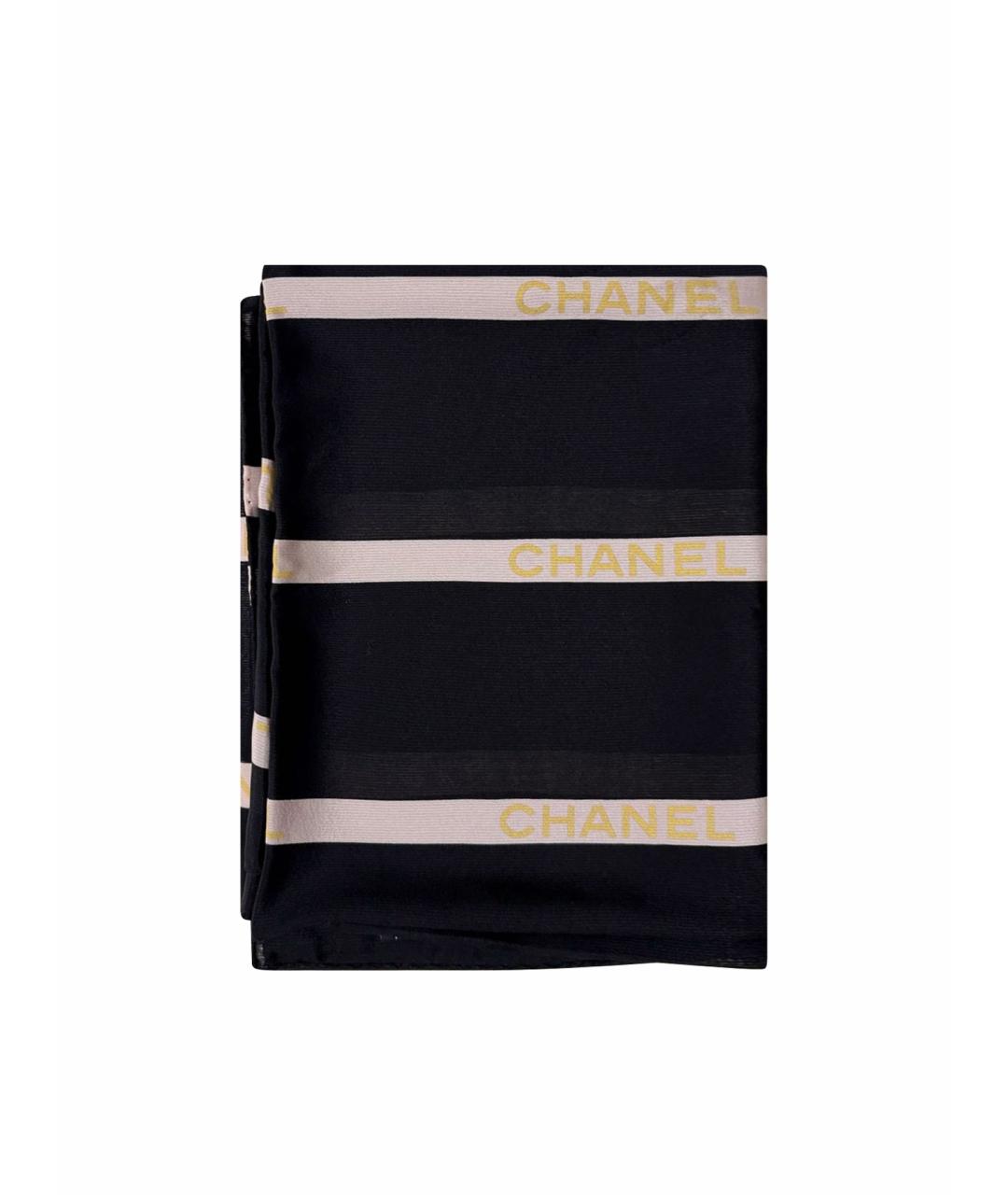 CHANEL Черный шелковый шарф, фото 1
