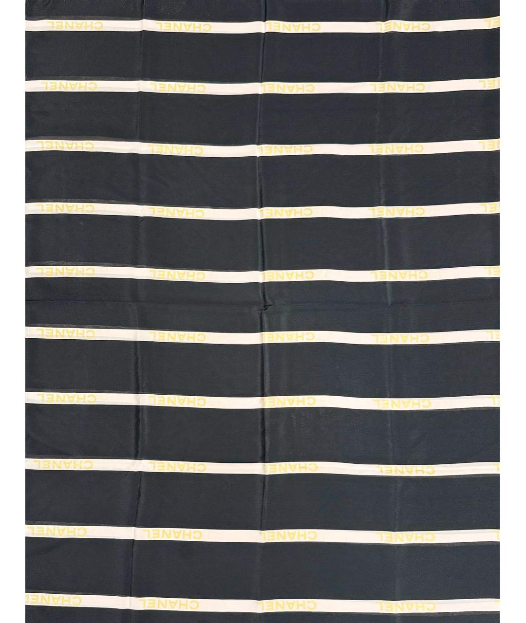 CHANEL Черный шелковый шарф, фото 8