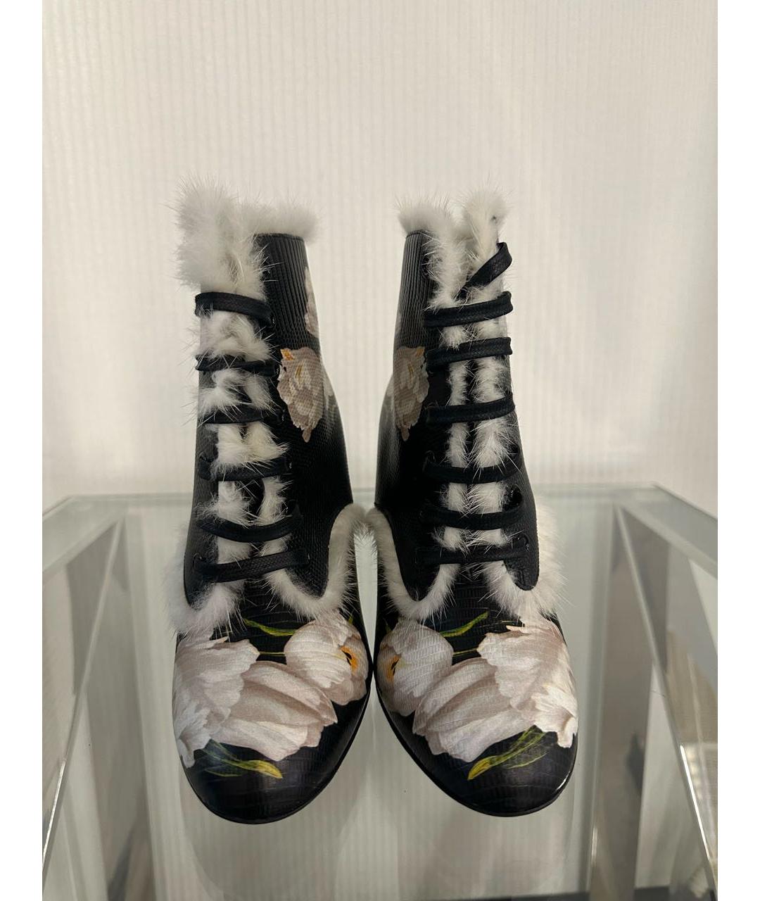 DOLCE&GABBANA Черные кожаные ботильоны, фото 3