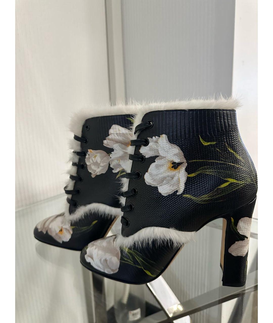 DOLCE&GABBANA Черные кожаные ботильоны, фото 2