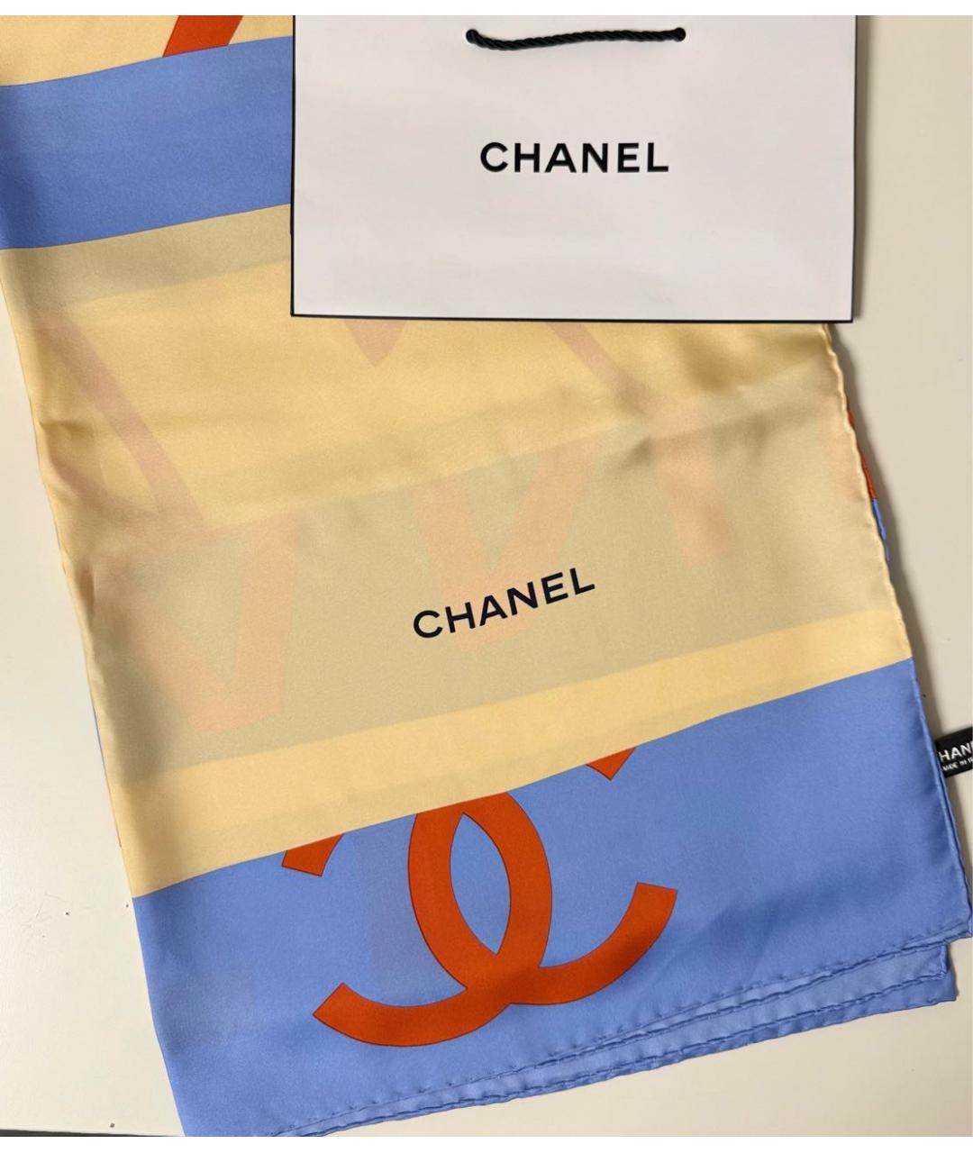 CHANEL Мульти шелковый шарф, фото 9