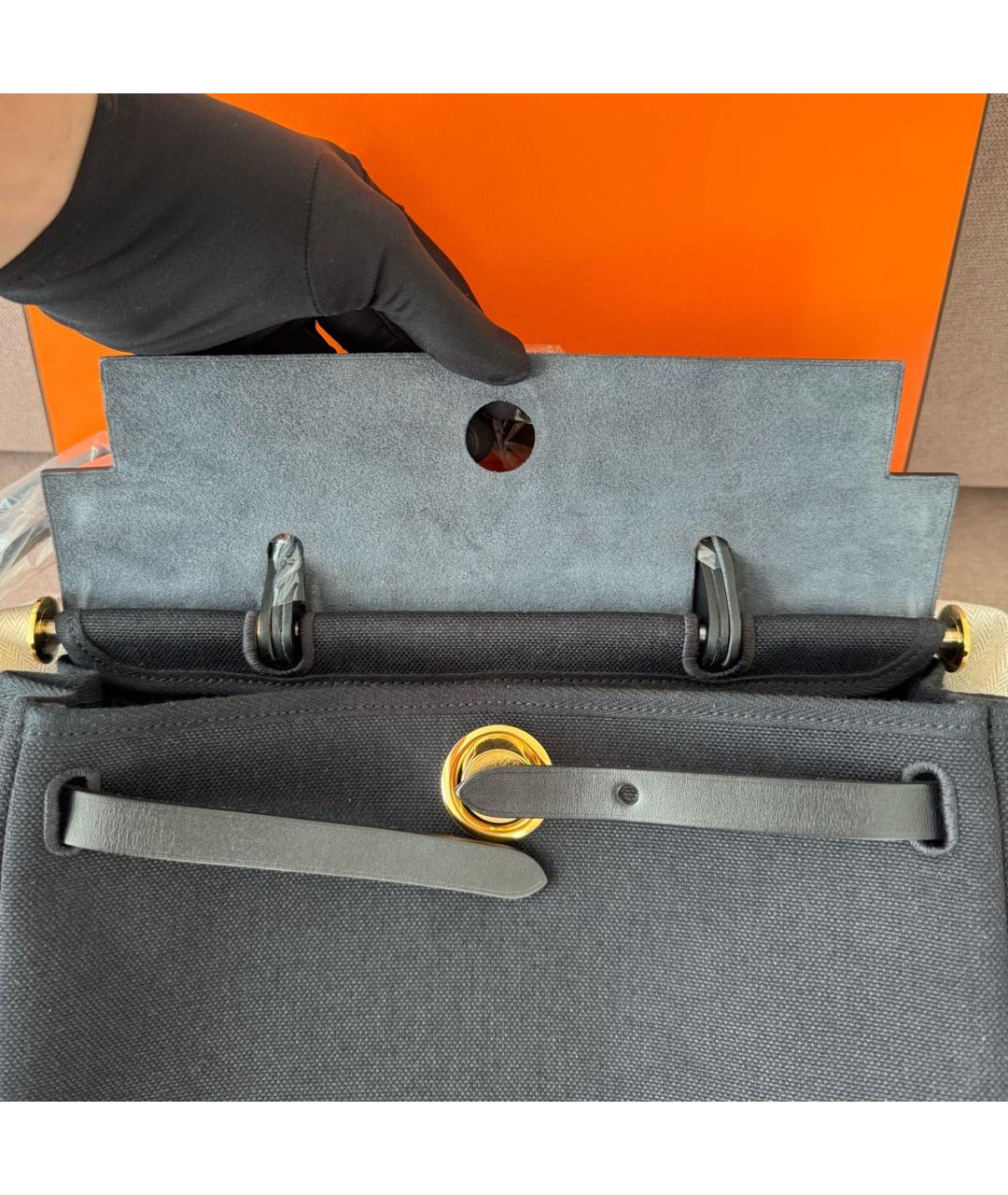 HERMES Черная тканевая сумка через плечо, фото 4