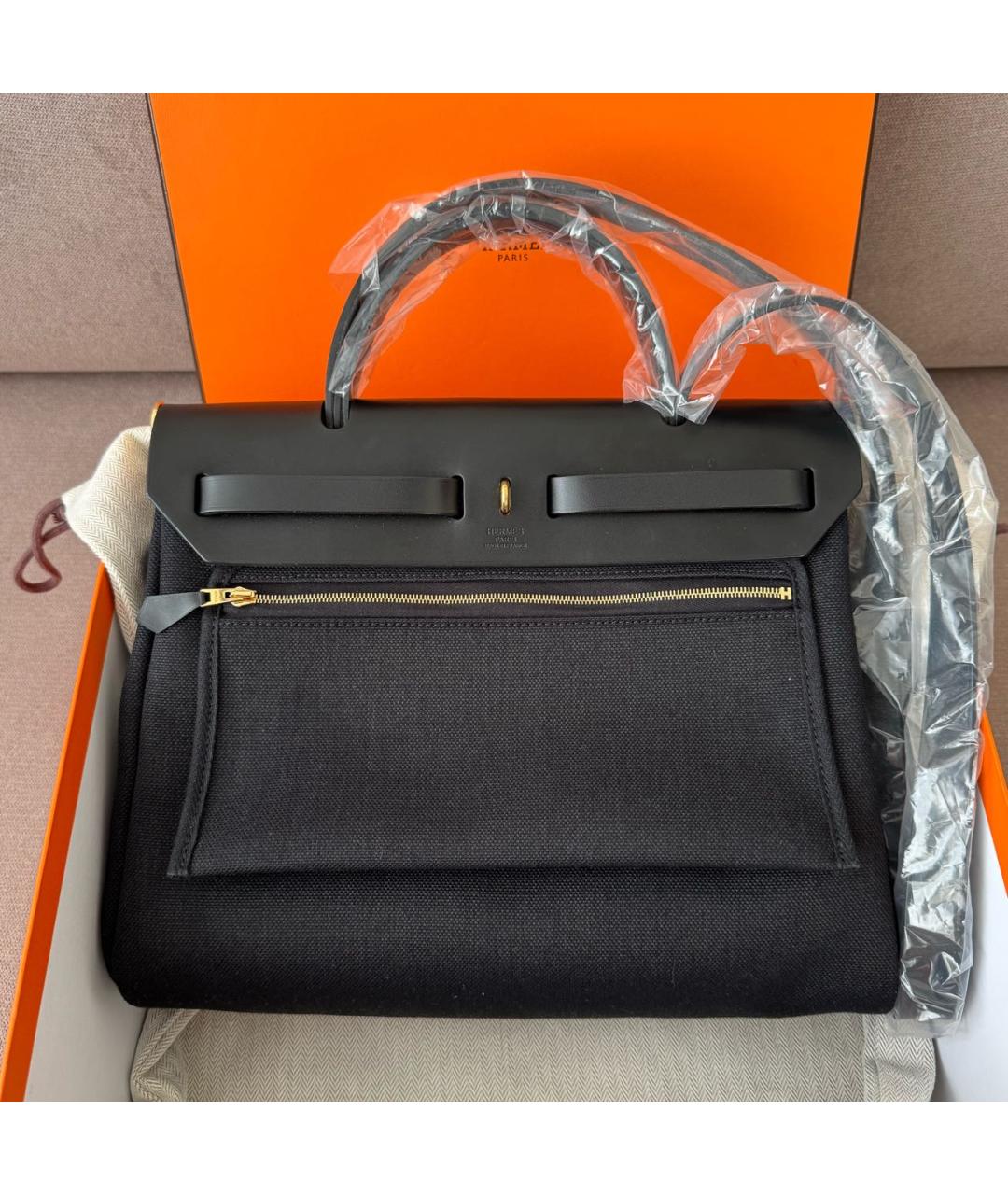 HERMES Черная тканевая сумка через плечо, фото 3