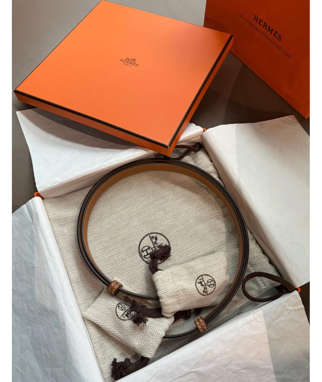 HERMES Коричневый кожаный ремень, фото 6
