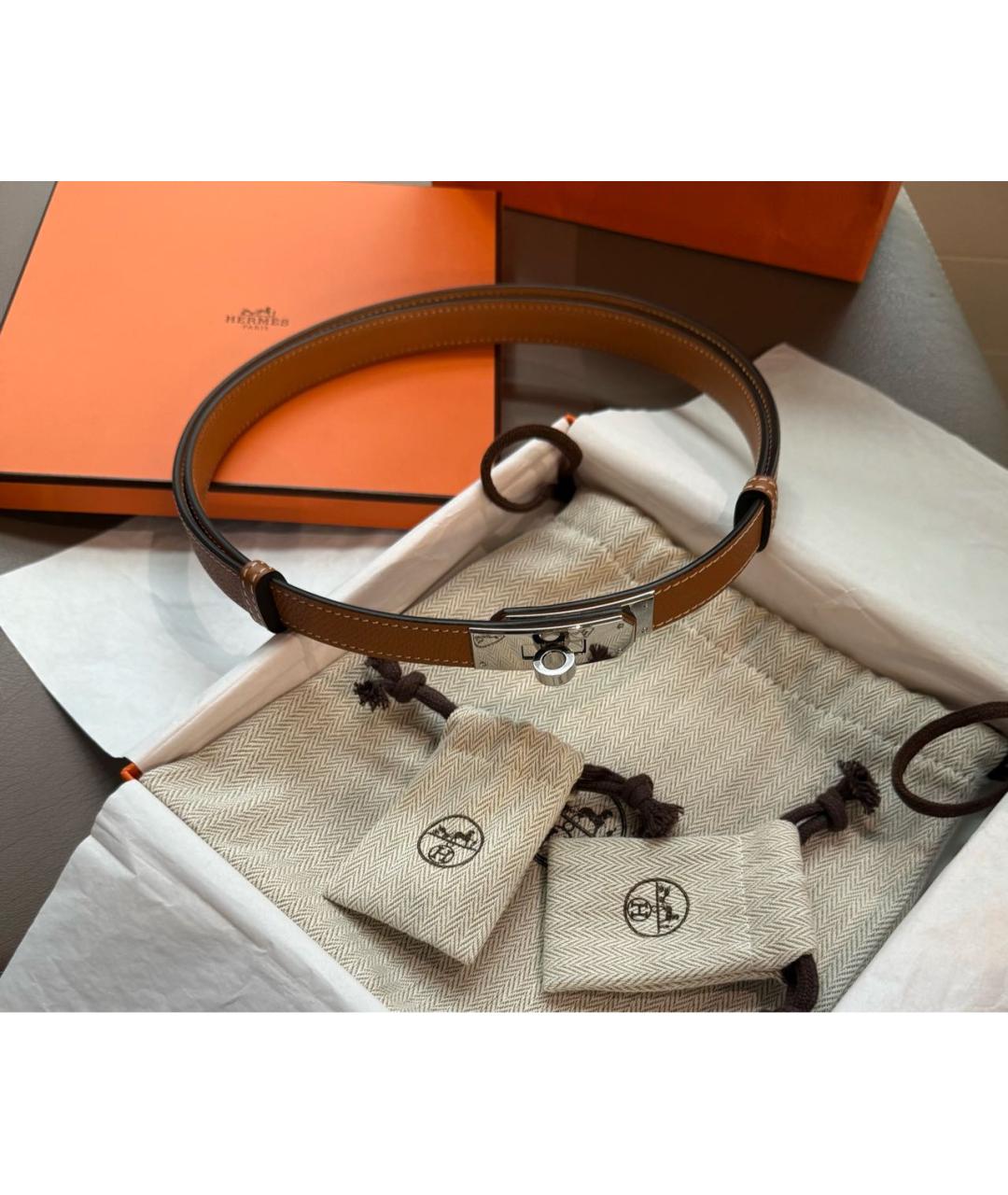 HERMES Коричневый кожаный ремень, фото 2