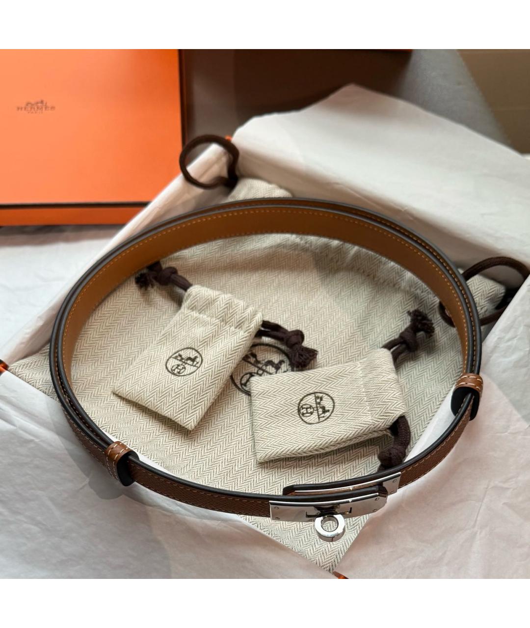 HERMES Коричневый кожаный ремень, фото 4