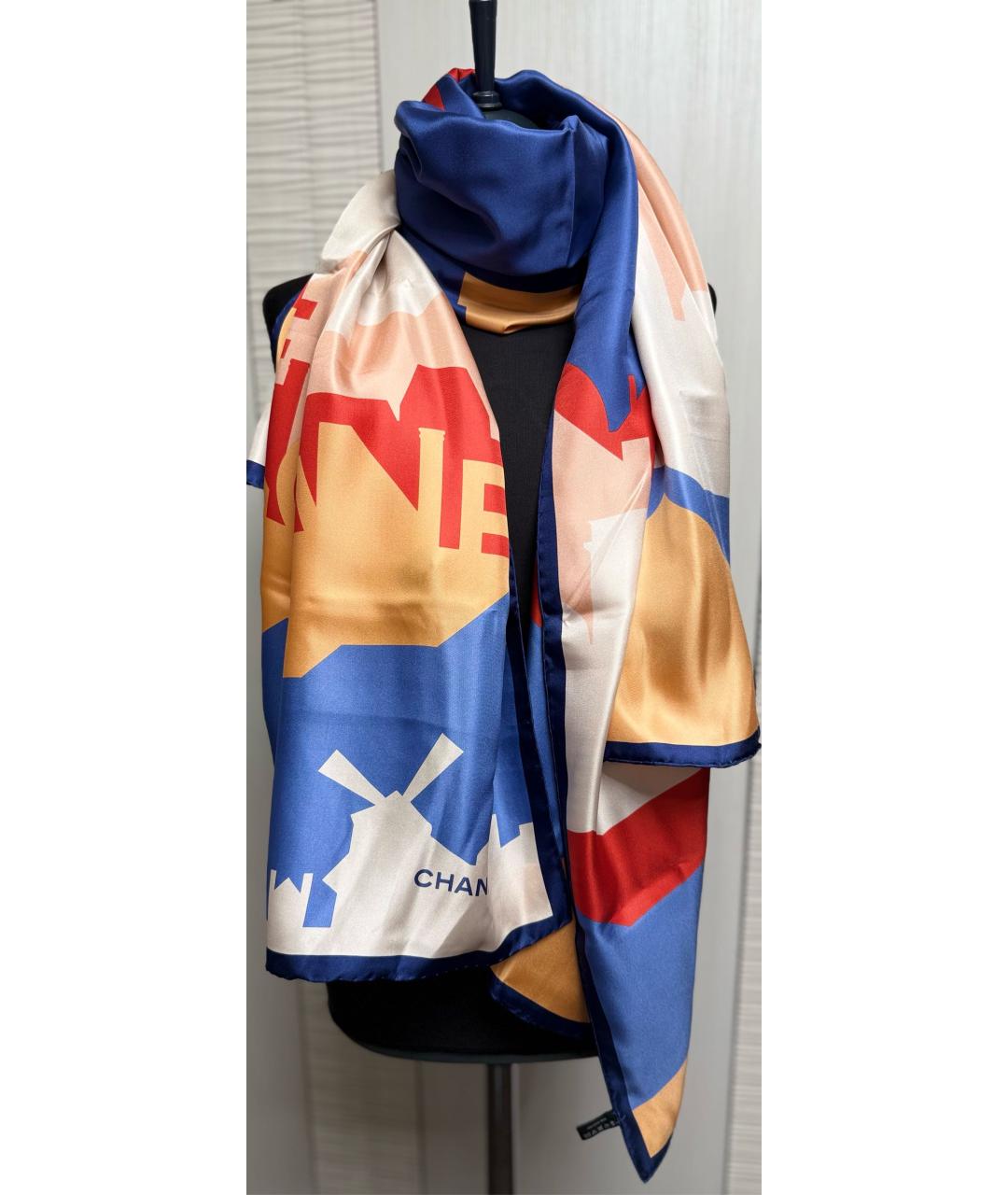 CHANEL Мульти шелковый шарф, фото 9