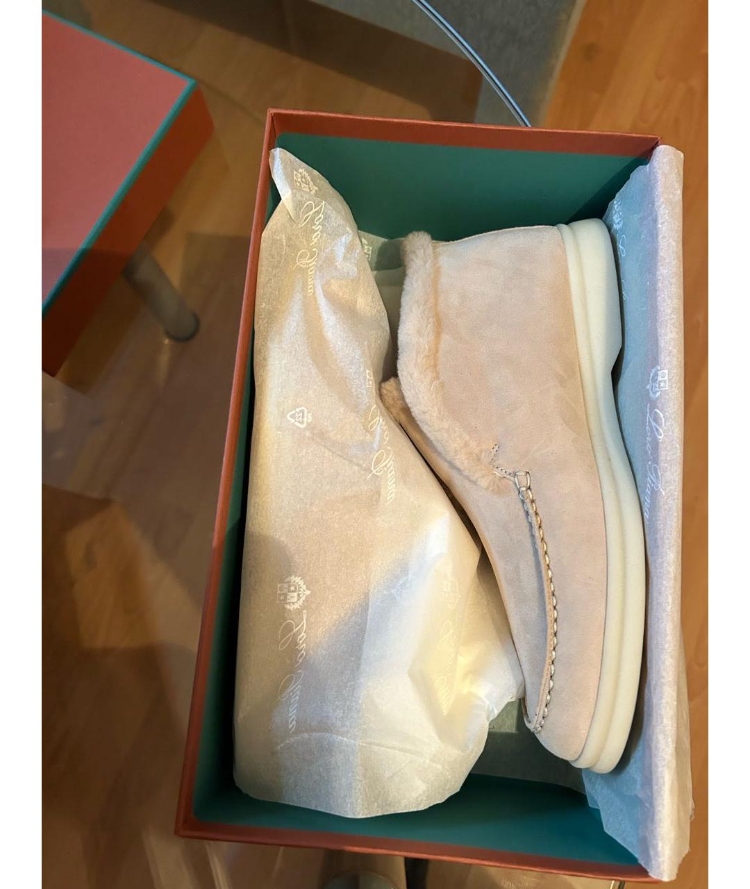 LORO PIANA Бежевые замшевые лоферы, фото 4