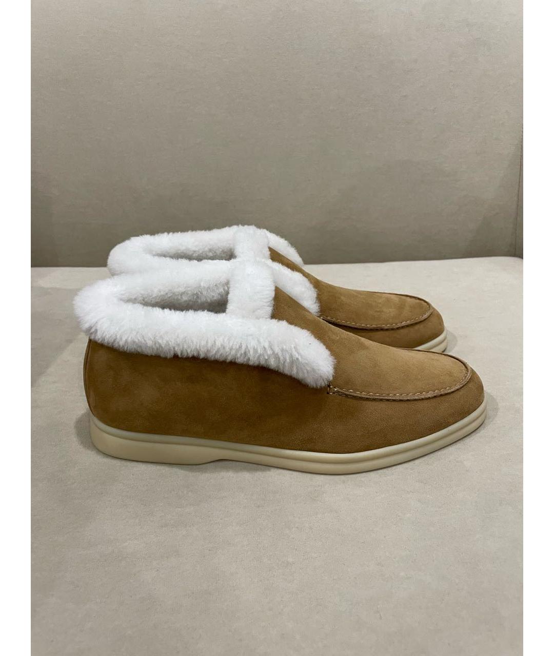 LORO PIANA Оранжевое замшевые ботинки, фото 8