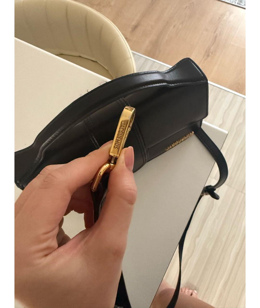 JACQUEMUS Черная кожаная сумка через плечо, фото 7