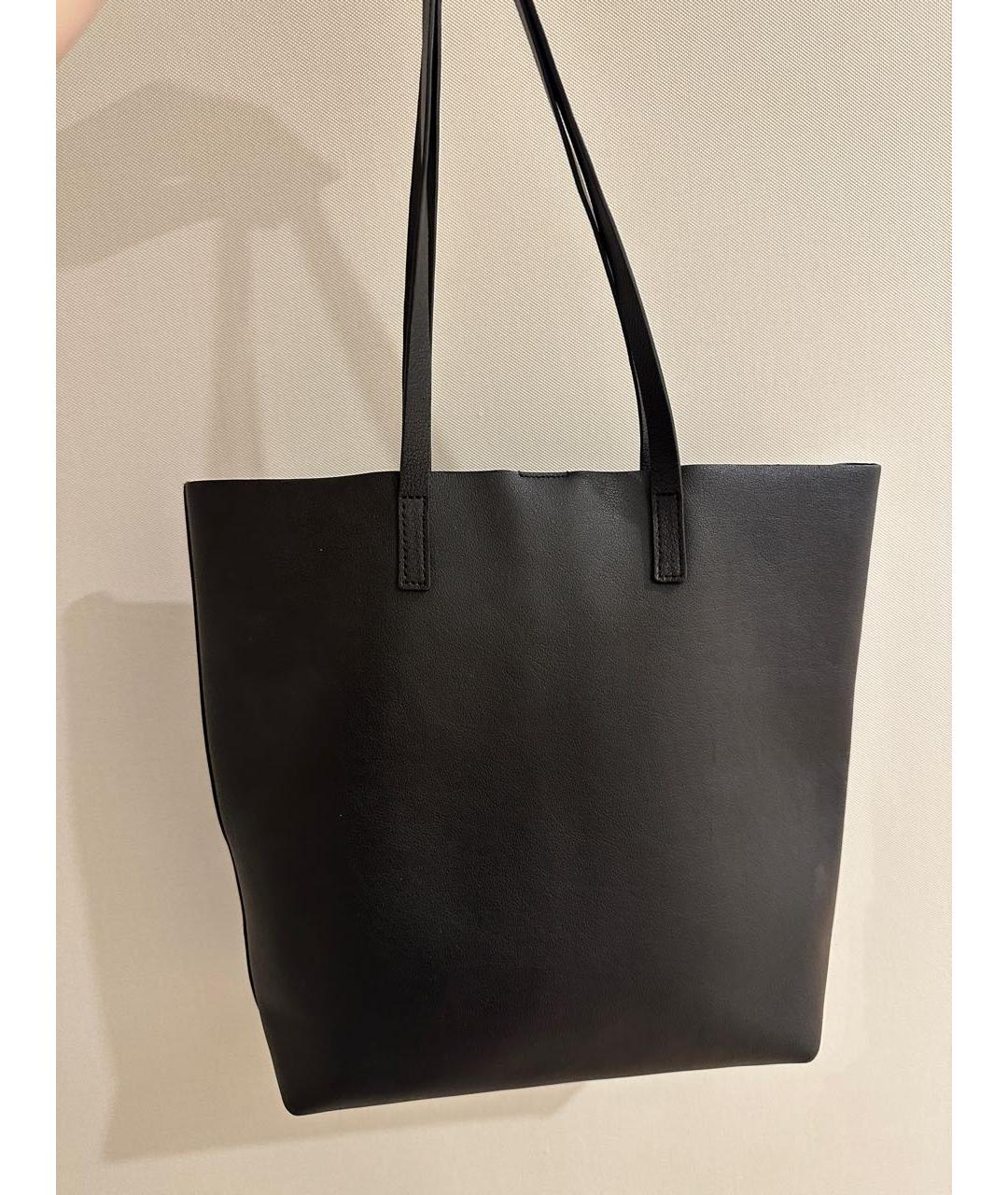 SAINT LAURENT Черная кожаная сумка тоут, фото 4