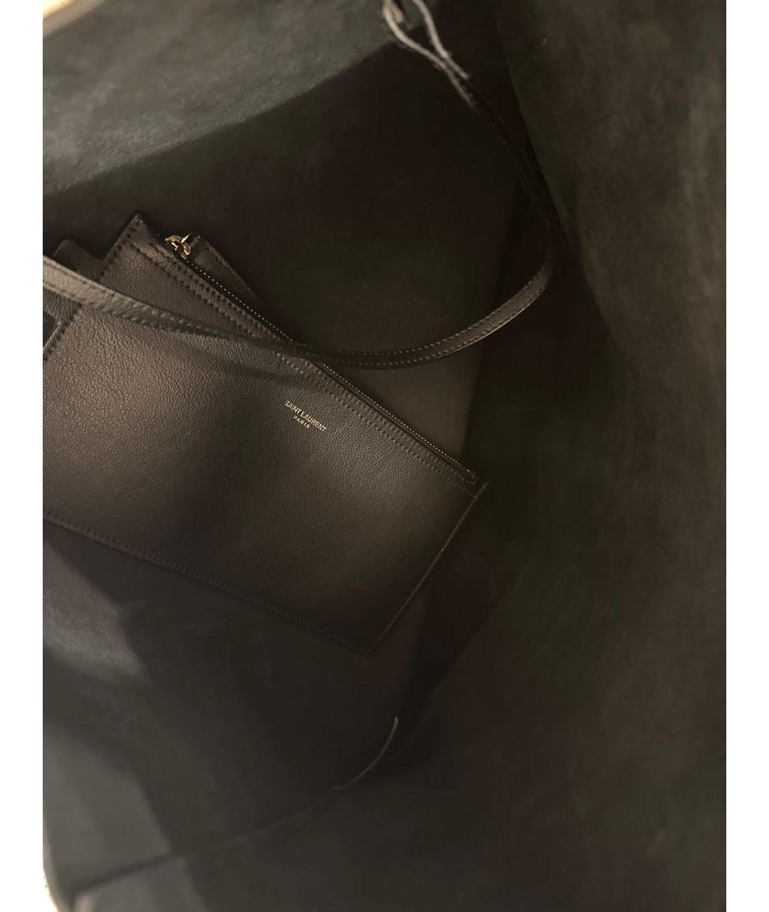 SAINT LAURENT Черная кожаная сумка тоут, фото 8