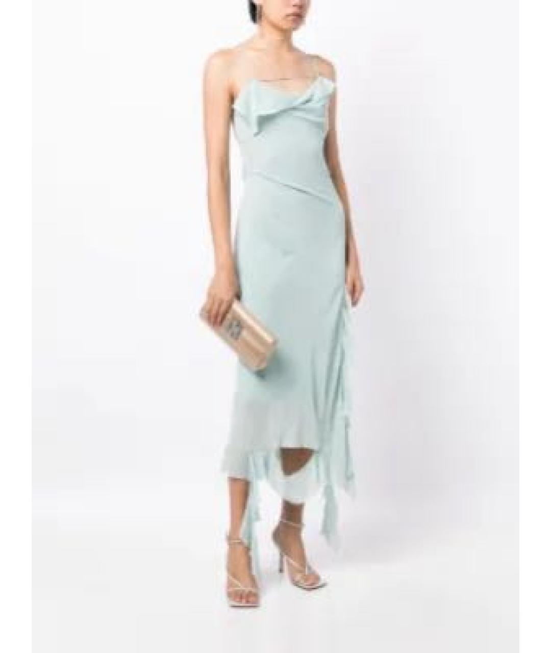 ACNE STUDIOS Бирюзовое полиэстеровое вечернее платье, фото 6