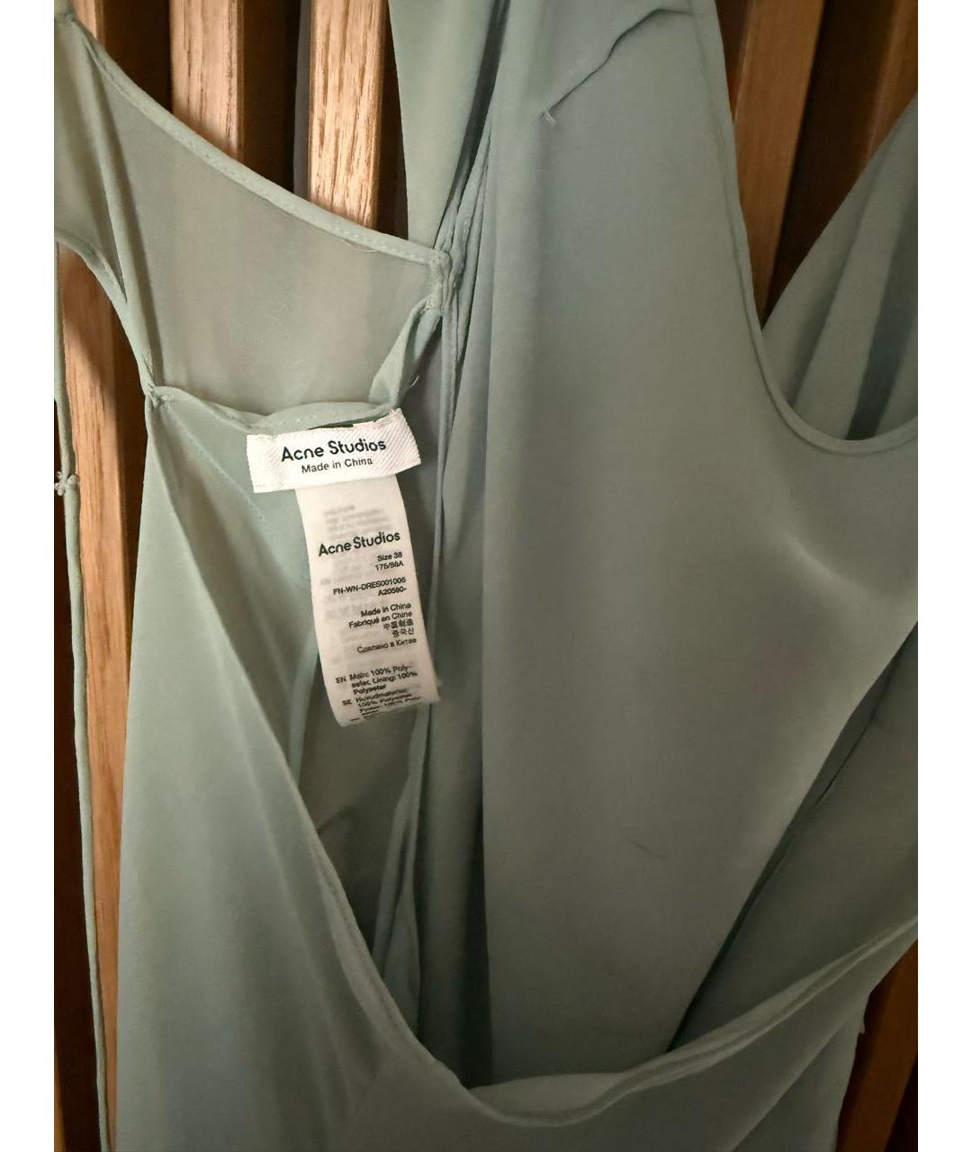 ACNE STUDIOS Бирюзовое полиэстеровое вечернее платье, фото 4