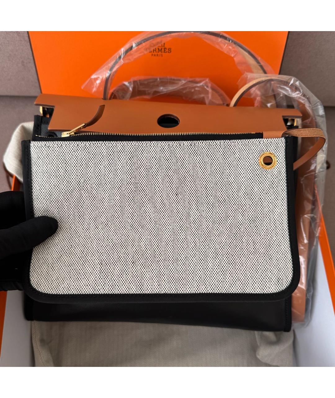 HERMES Черная тканевая сумка через плечо, фото 5