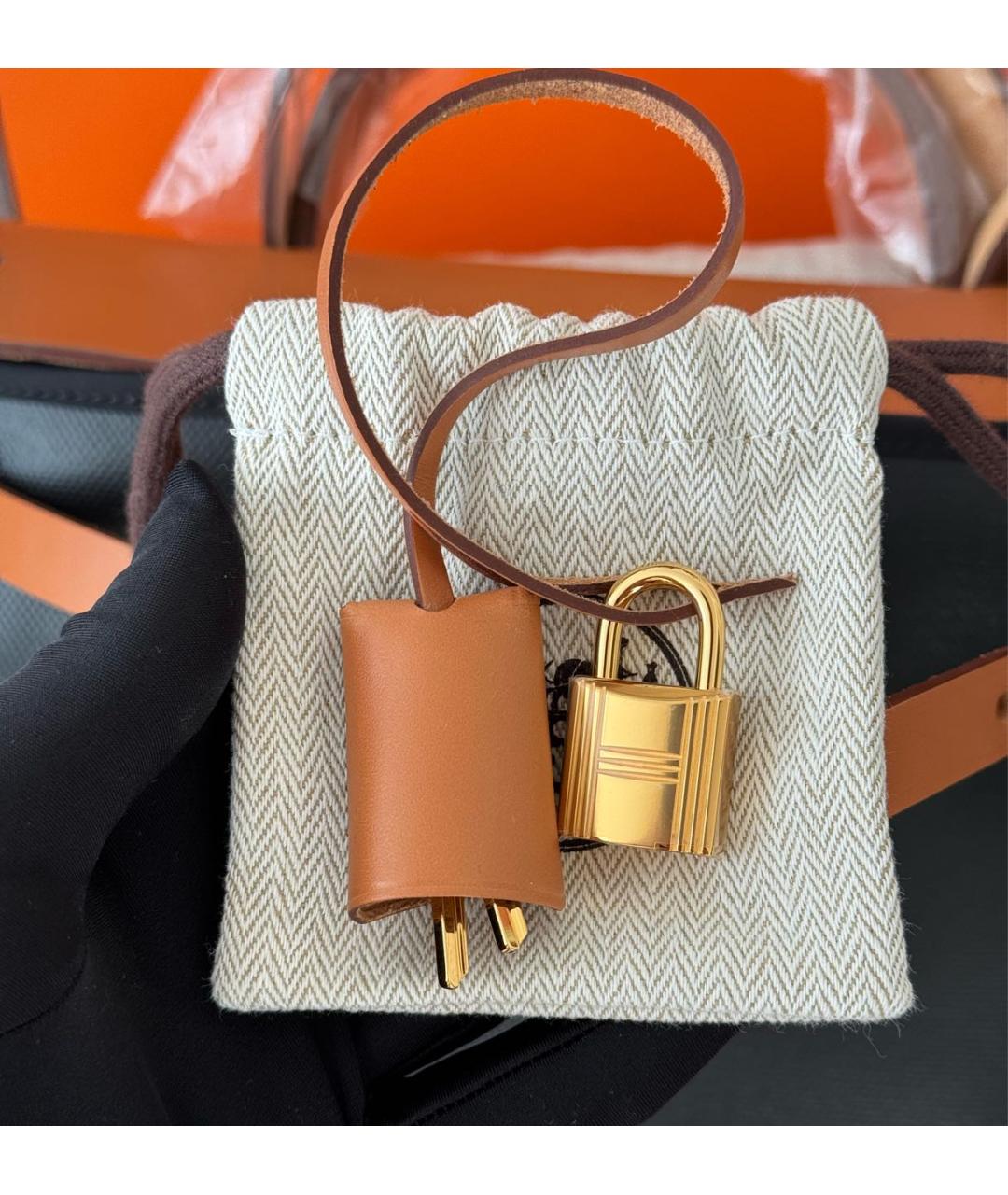 HERMES Черная тканевая сумка через плечо, фото 8