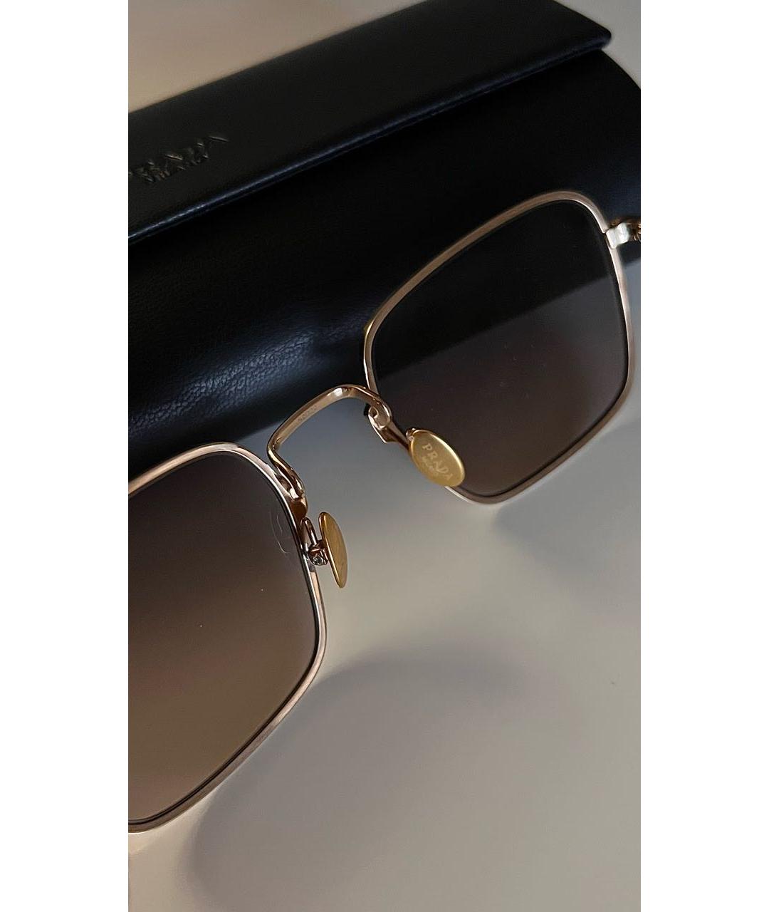 PRADA Коричневые металлические солнцезащитные очки, фото 2