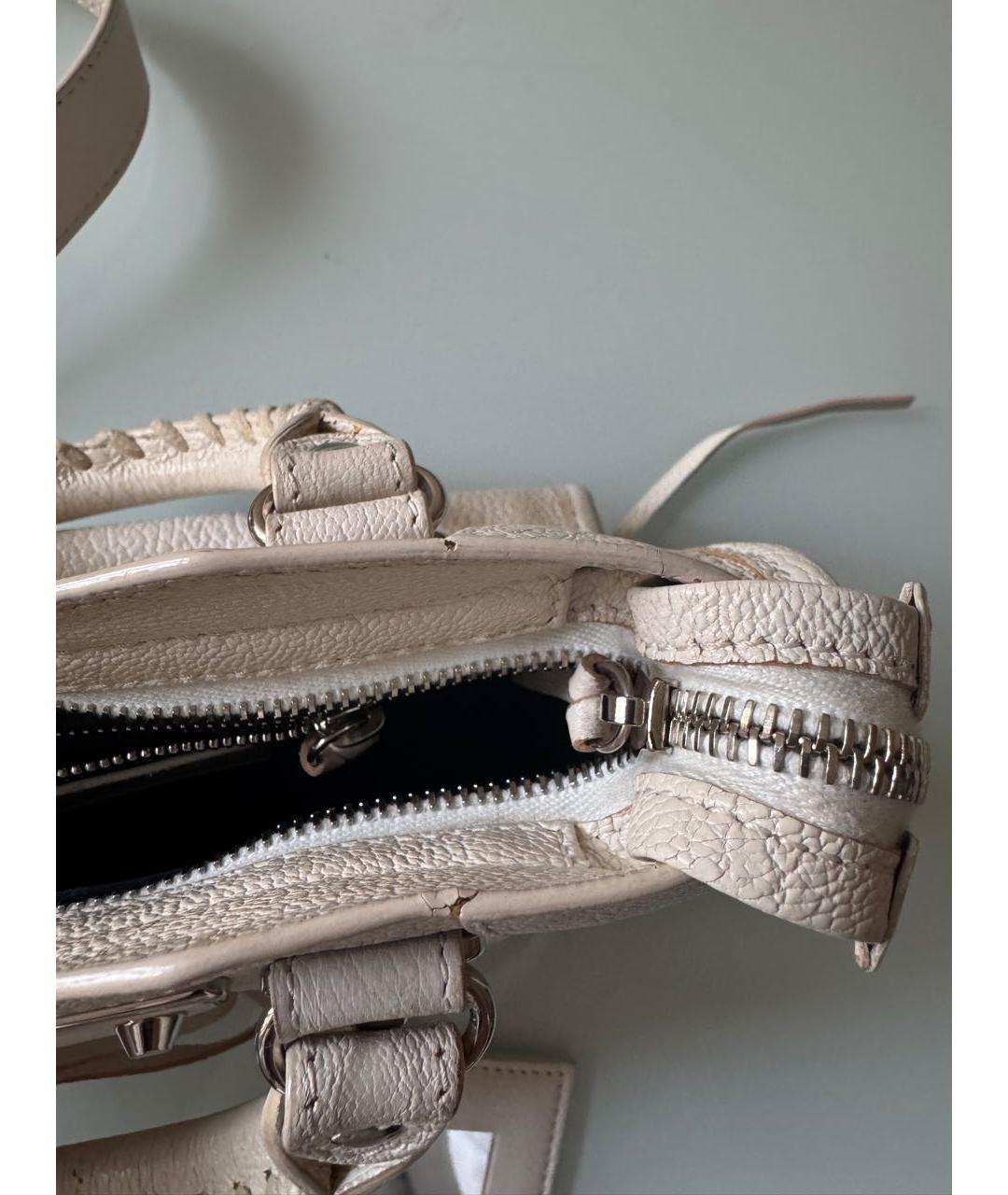 BALENCIAGA Бежевая кожаная сумка через плечо, фото 4