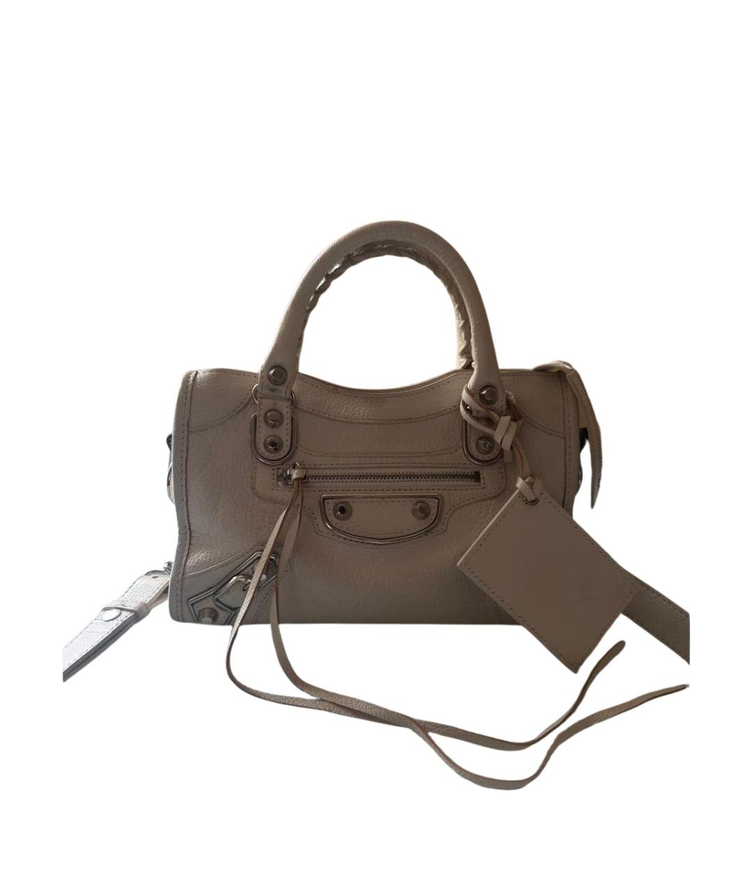 BALENCIAGA Белая кожаная сумка с короткими ручками, фото 1