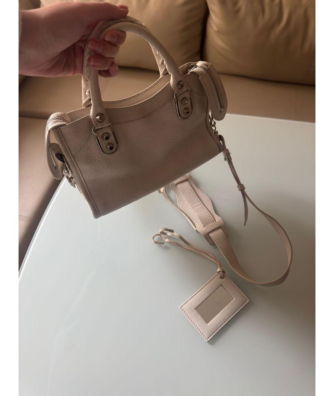 BALENCIAGA Белая кожаная сумка с короткими ручками, фото 7