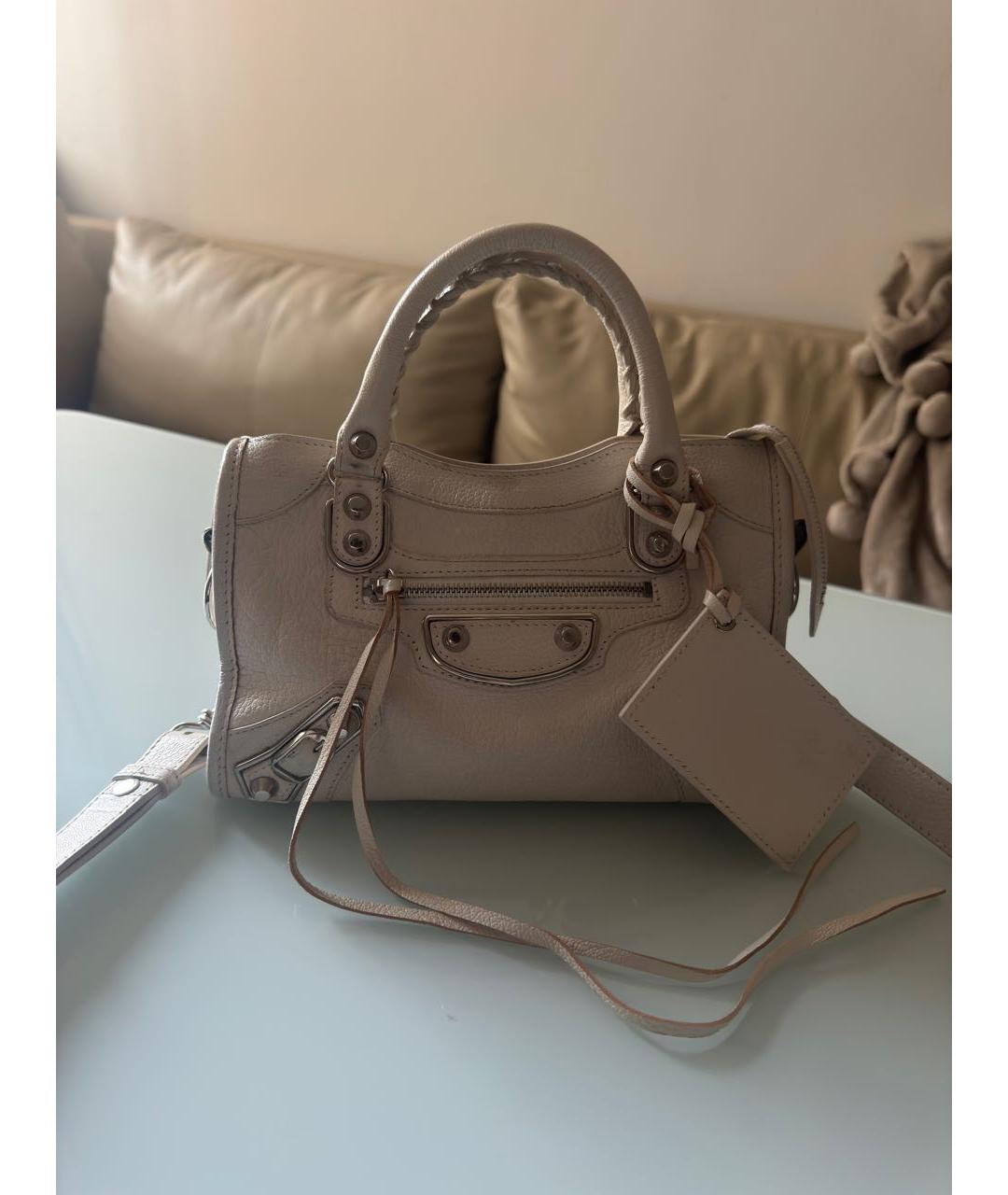 BALENCIAGA Белая кожаная сумка с короткими ручками, фото 8